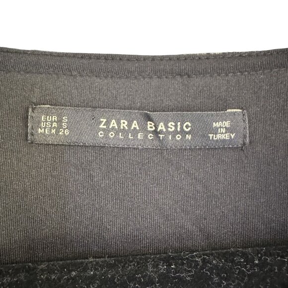 Zara Basic Collection Women's Floral Black Bell Long Sleeve Mini Dress Size S - Picture 6 of 8